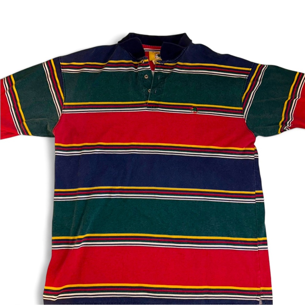 Vintage Duck Head Red and Green Polo Shirt Classic Striped Design